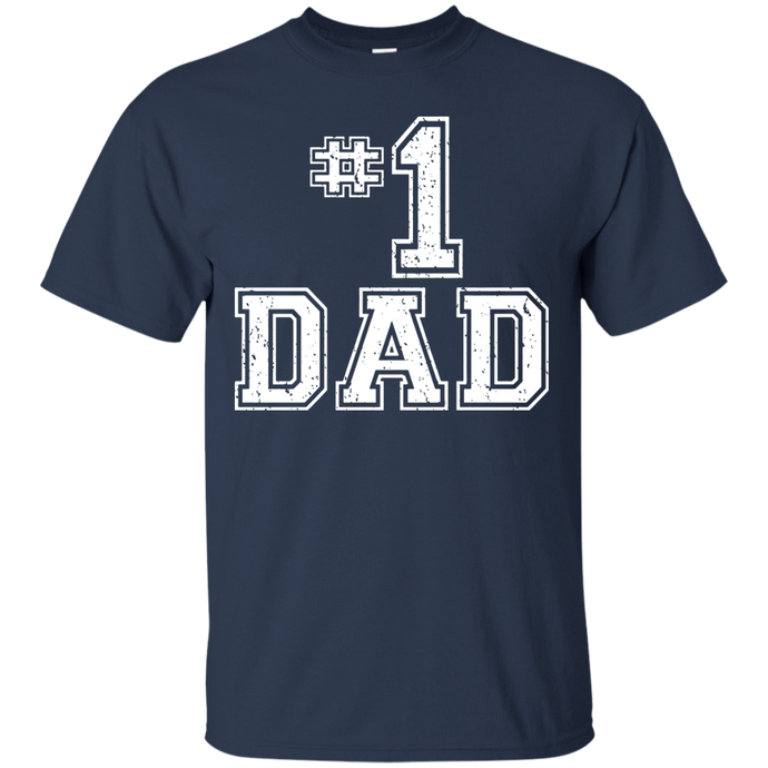 #1 Dad Number One Father's Day Vintage Style T-Shirt - TEEEVER - Navy / S- Short Sleeve -TeeEver.com