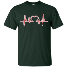 Load image into Gallery viewer, heartbeat, valentine day T-Shirt - Forest Green / S- Short Sleeve -TeeEver.com