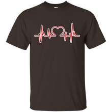 Load image into Gallery viewer, heartbeat, valentine day T-Shirt - Dark Chocolate / S- Short Sleeve -TeeEver.com