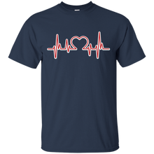 Load image into Gallery viewer, heartbeat, valentine day T-Shirt - Navy / S- Short Sleeve -TeeEver.com